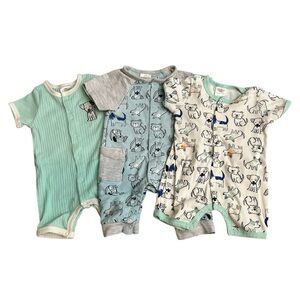 0-3m Little Beginnings Puppy Print Shorty Romper Onesies Nb Baby 0-3 3 Month